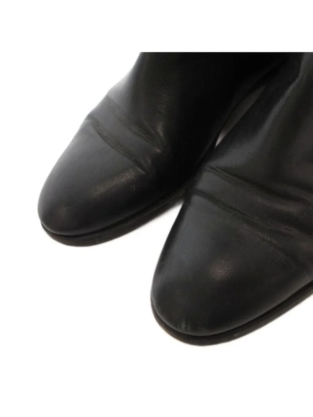 Saint Laurent Yves Side Gore Boots Long Leather 36 Black Heel - Picture 3 of 9